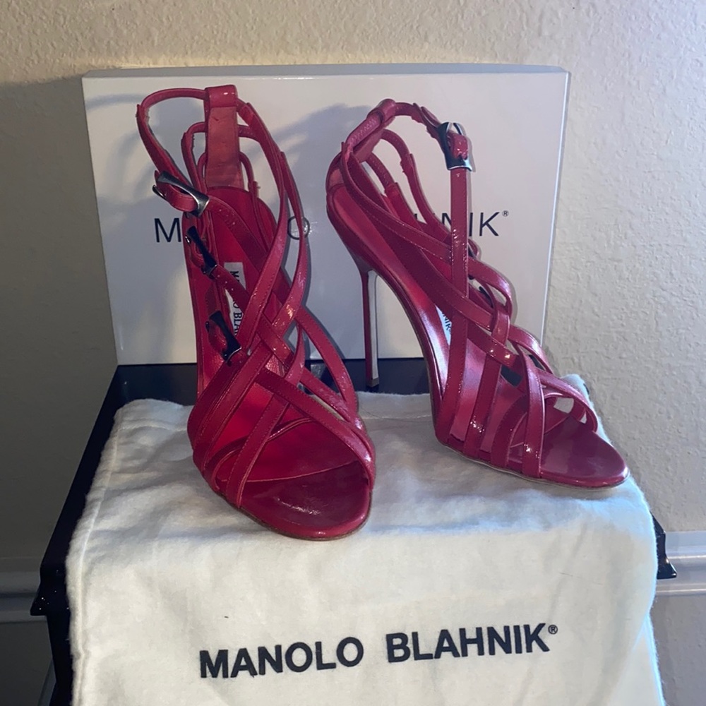 Manolo Blahnik Reddish/pink strappy heels